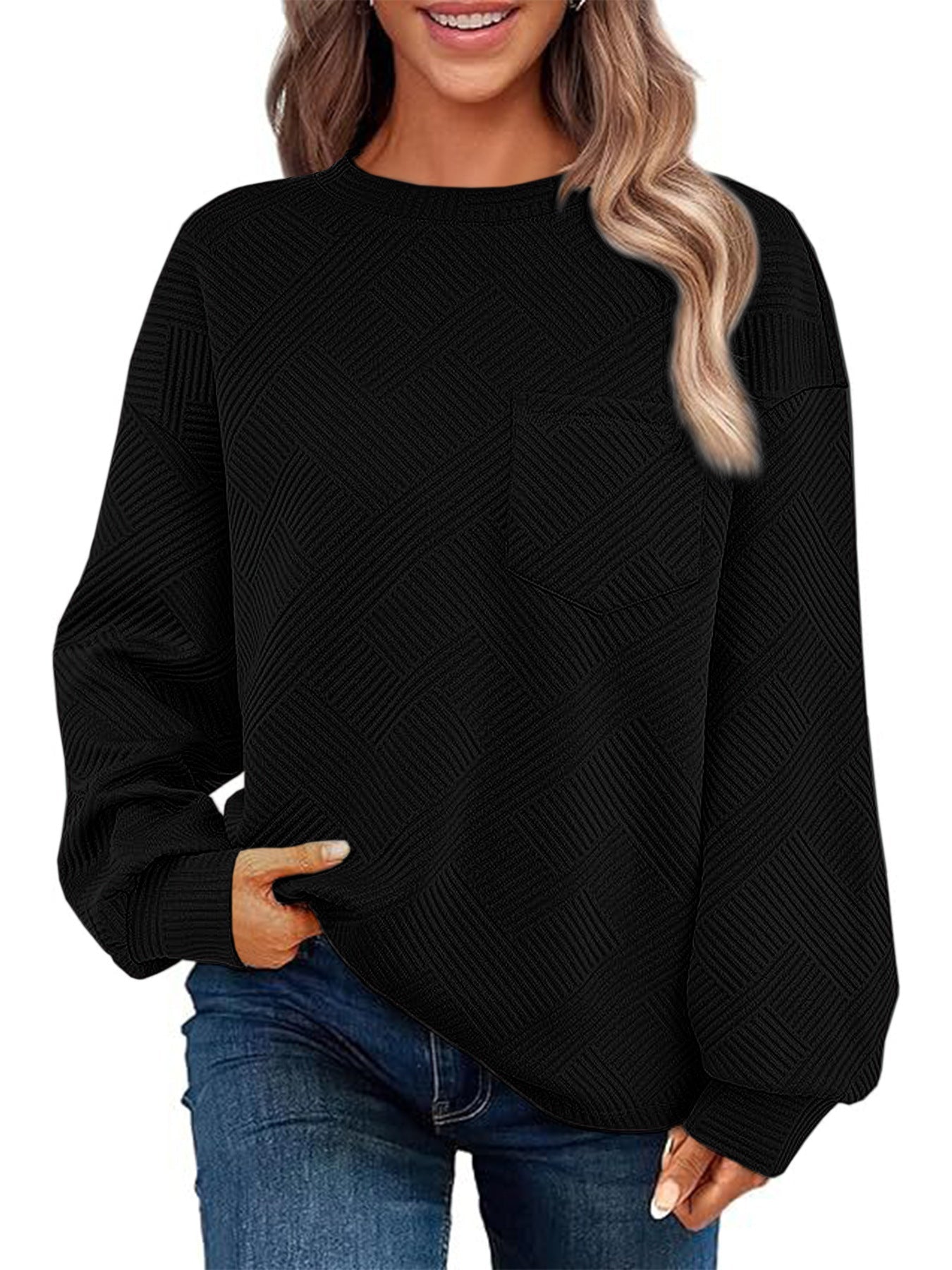 Femme Pull décontracté à motif texturé avec poches pratiques Berg-Feldt