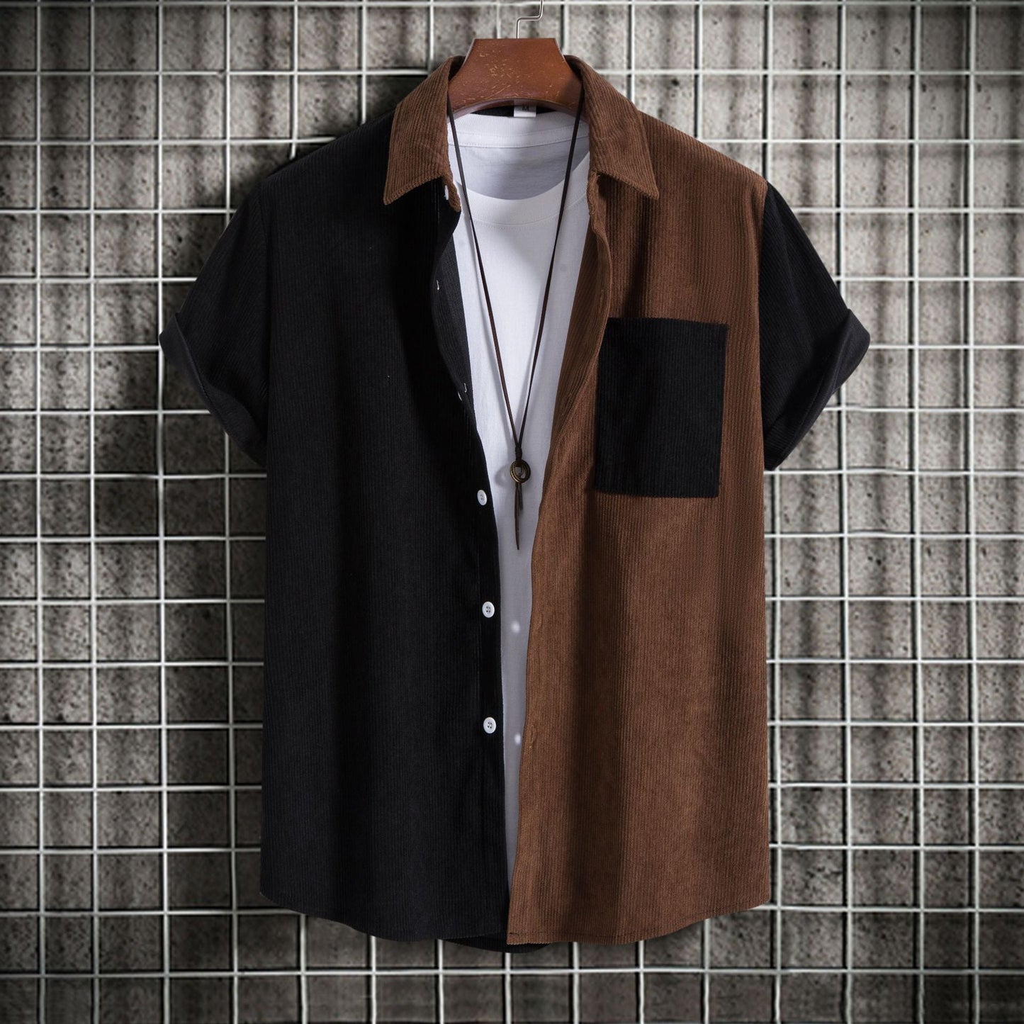 Chemise à manches courtes pour homme avec textures variées et design moderne Berg-Feldt