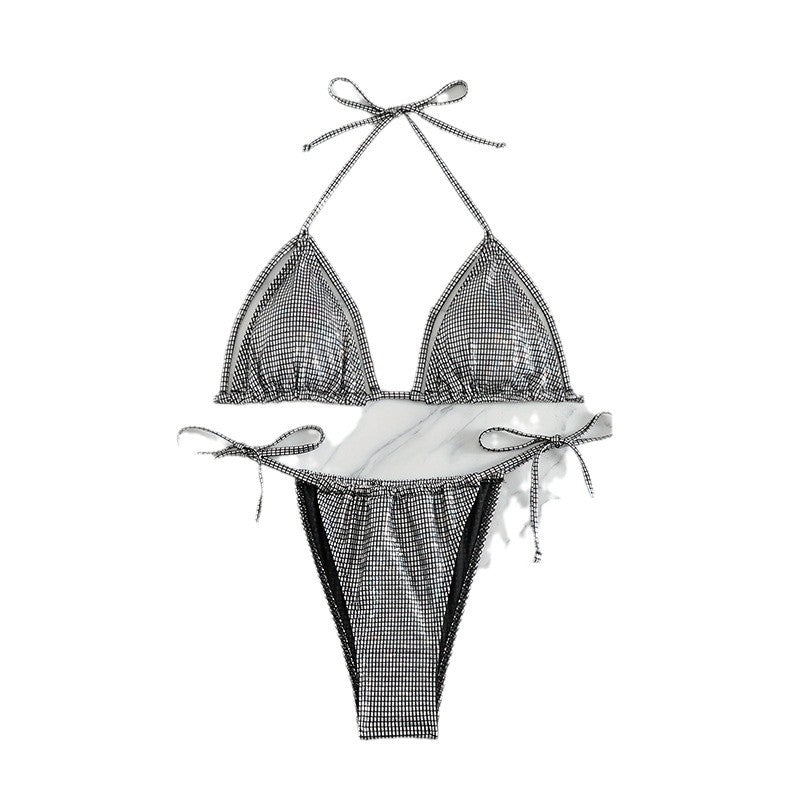 Berg-feldt Ensemble de bikini triangle pour femme, à carreaux