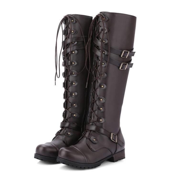 Berg-Feldt | Bottes hautes en similicuir imperméable avec bout rond et fermeture à bride