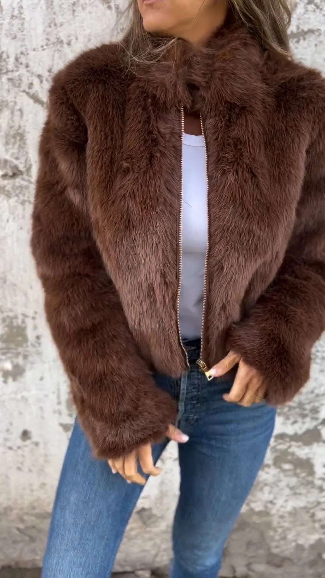 Damen Bomberjacke en fausse fourrure Berg-Feldt