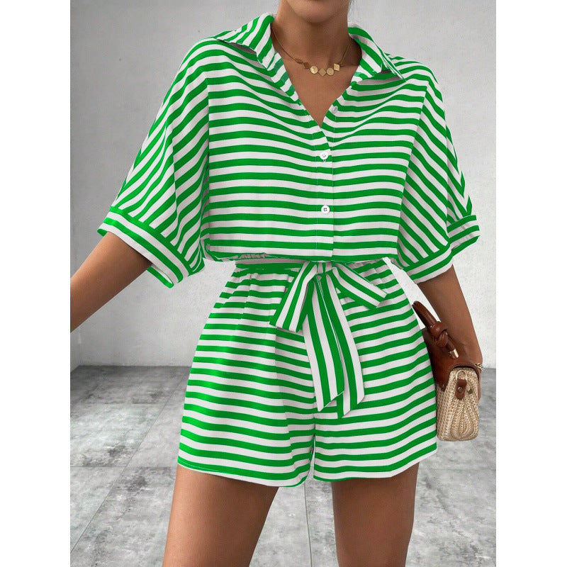 Ensemble pour femme Berg-Feldt : Chemise ample et short à rayures