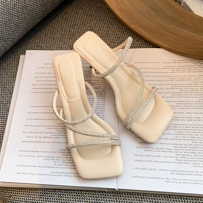 Elegante Damen-Sandalen mit Blockabsatz und Strassriemen von berg-feldt