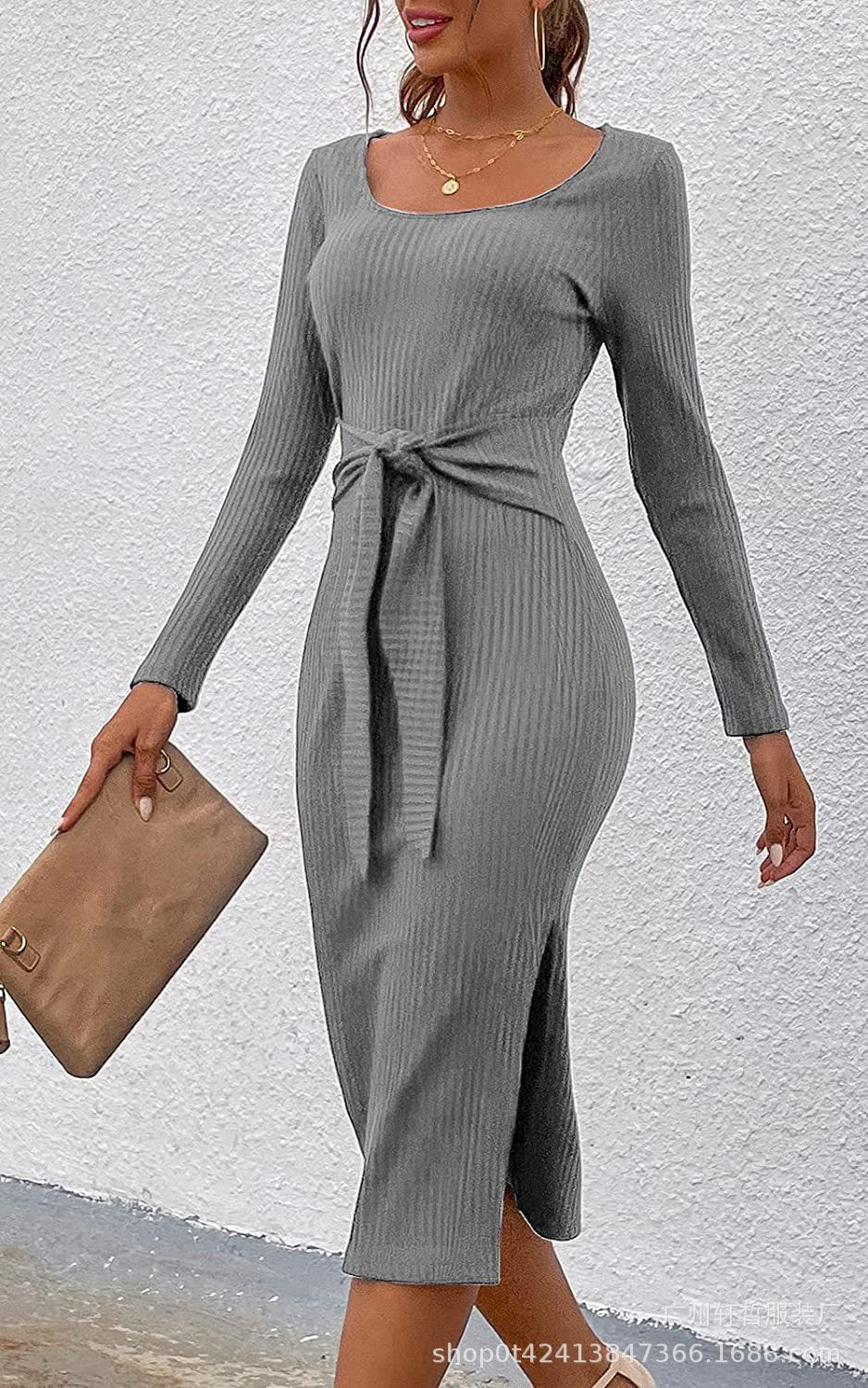 Robe midi femme Berg-feldt avec ceinture à la taille