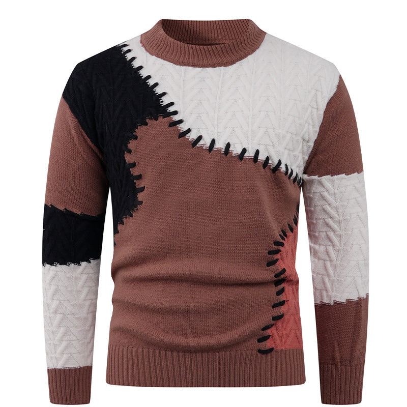Pull en tricot tendance pour homme avec motif patchwork créatif Berg-Feldt