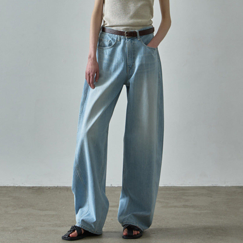 Bequeme Damenjeans mit hohem Bund und hellem Wascheffekt von berg-feldt