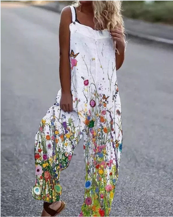 Berg-Feldt | Große Blumenmuster Leichte Stoff Latzhose