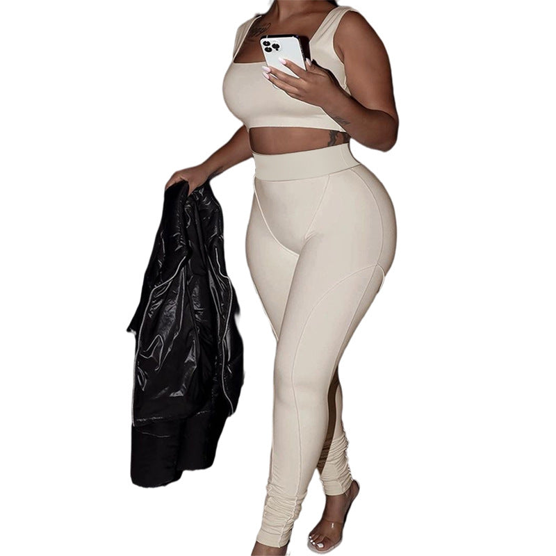 Ensemble legging sculptant et crop top Berg-feldt pour femme, taille haute