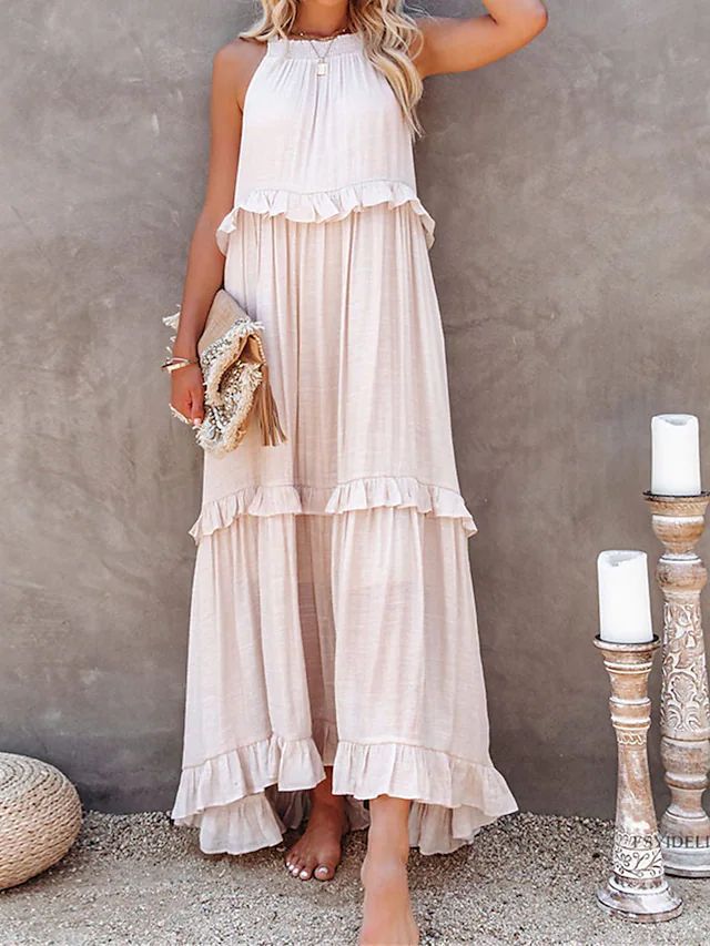 Robe longue bohème d'été à volants pour femme berg-feldt