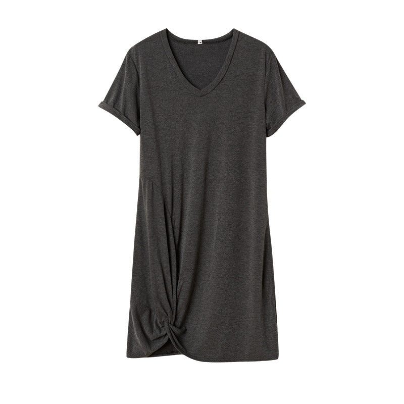 Berg-Feldt Robe Femme, décontractée, col en V, nouée devant