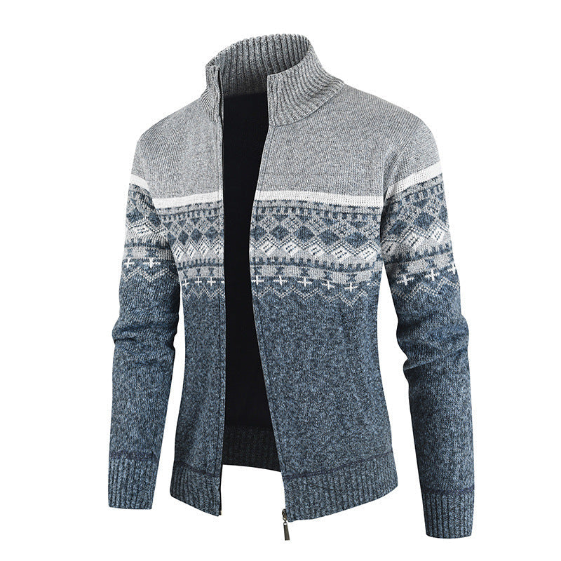Herren modische Strickjacke mit hohem Kragen und grafischem Muster Berg-Feldt