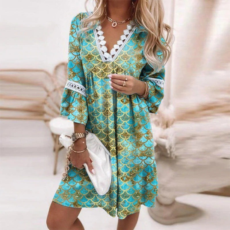 Damen Tunikakleid Geblümt mit Spitzendetails Berg-Feldt
