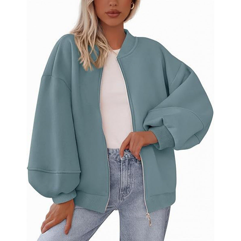 Veste décontractée oversize pour femme avec fermeture éclair et manches ballon Berg-Feldt