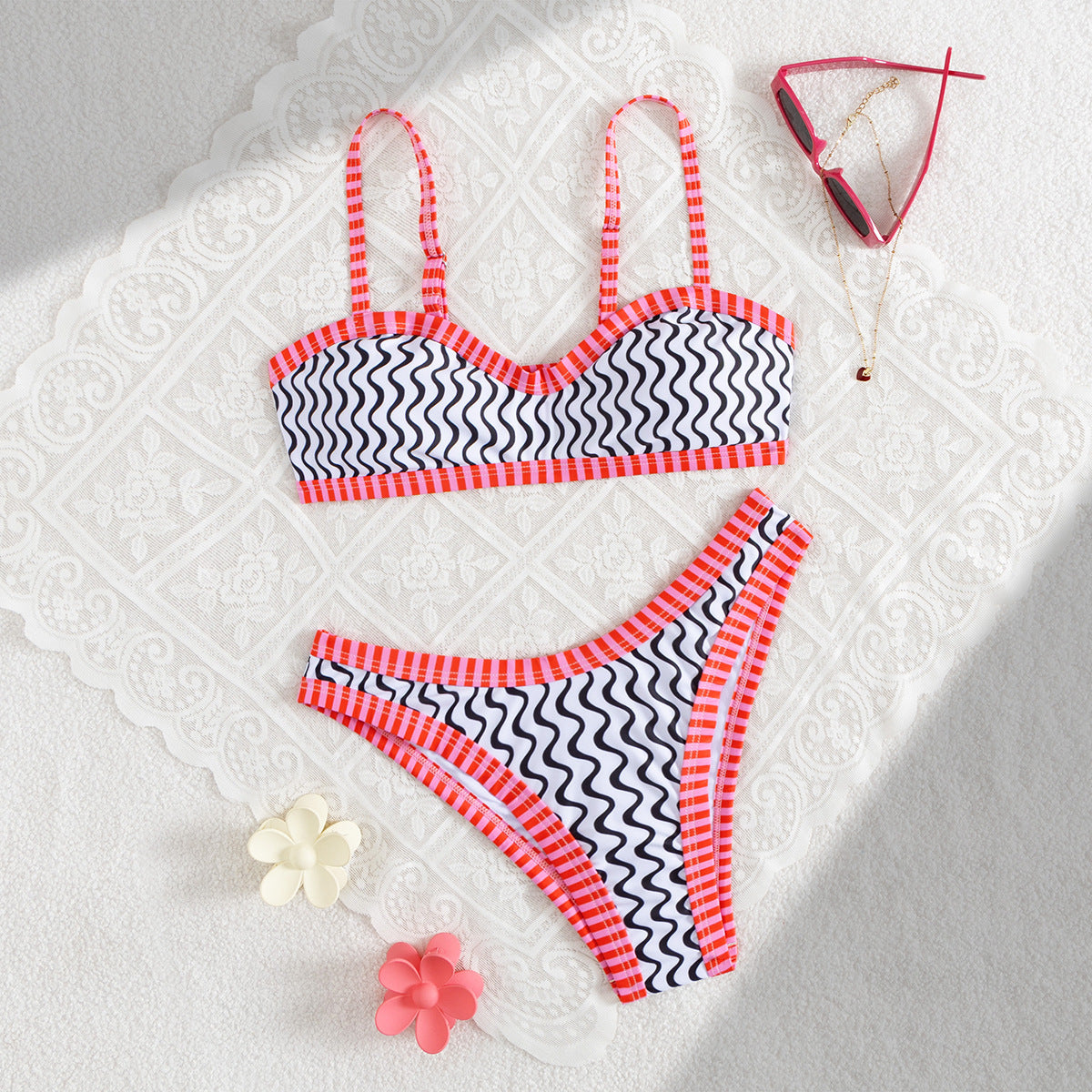 Ensemble Bikini Femme à Motif Vague Graphique et Bretelles Réglables berg-feldt