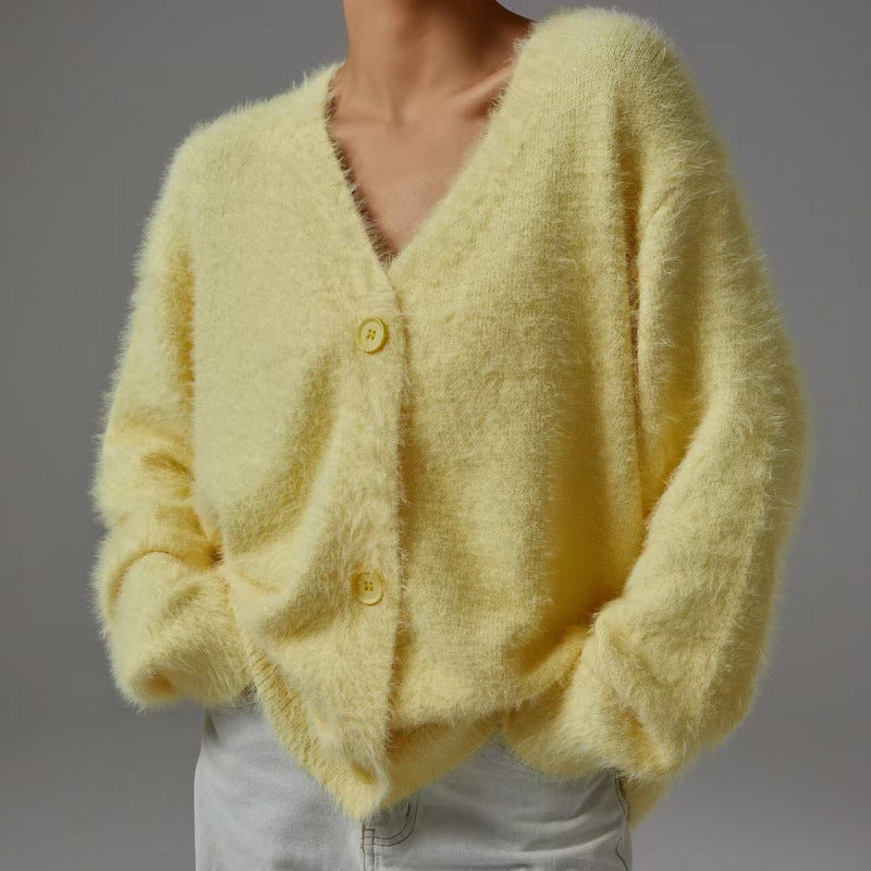 Gilet duveteux à col en V et coupe oversize Berg-Feldt pour femme