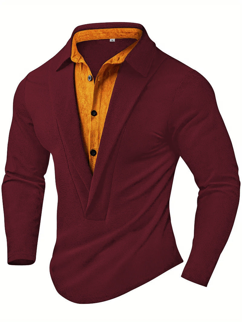 Herren Elegantes Langarmhemd mit modernem Kragen und texturiertem Design Berg-Feldt