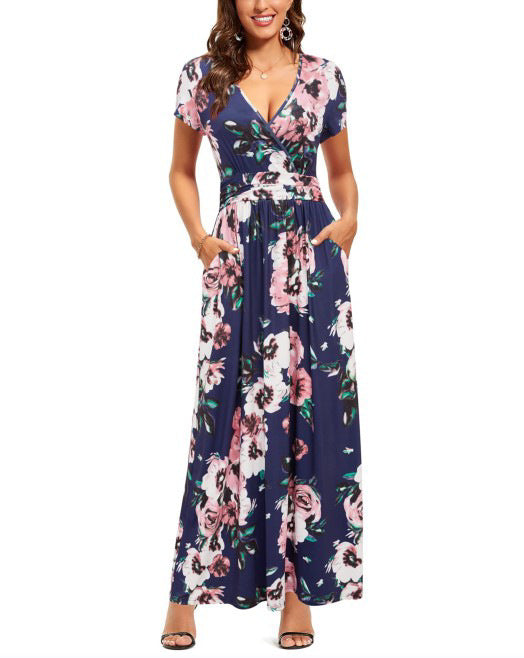 Elegantes Maxi-Kleid für Damen mit Wickelausschnitt und Seitentaschen von berg-feldt