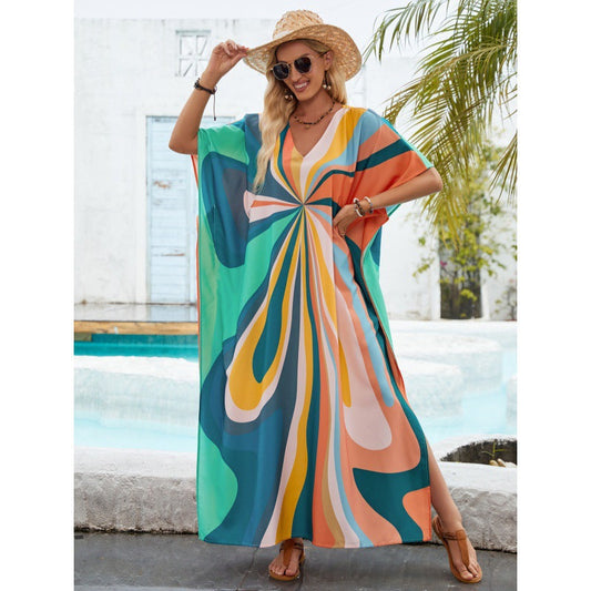 Women's Vibrant Abstract Print Maxi Dress Cover-Up by berg-feldt
 - berg-feldt