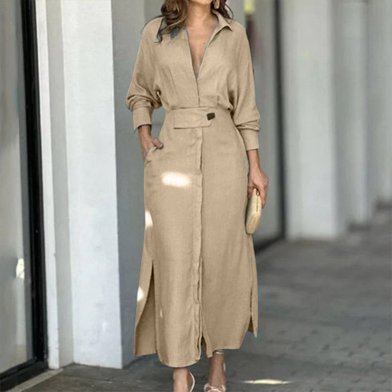 Robe chemise élégante avec ceinture à la taille et fentes latérales de berg-feldt