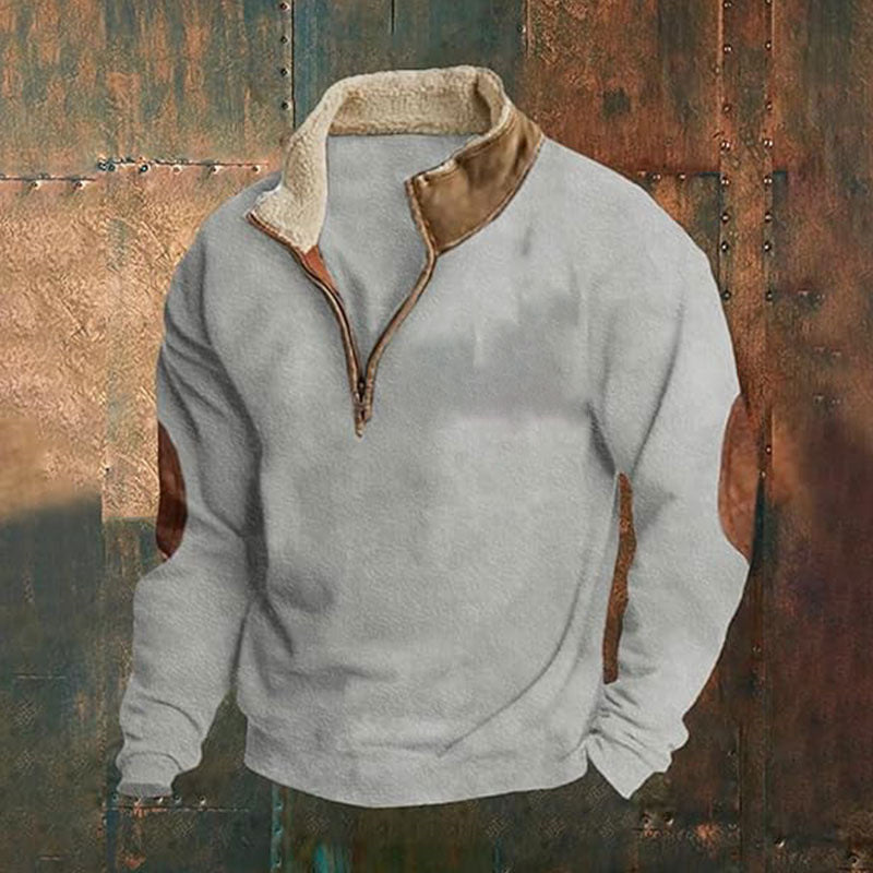 Herren Fleece-Pullover mit hohem Kragen und robusten applikationen Berg-Feldt