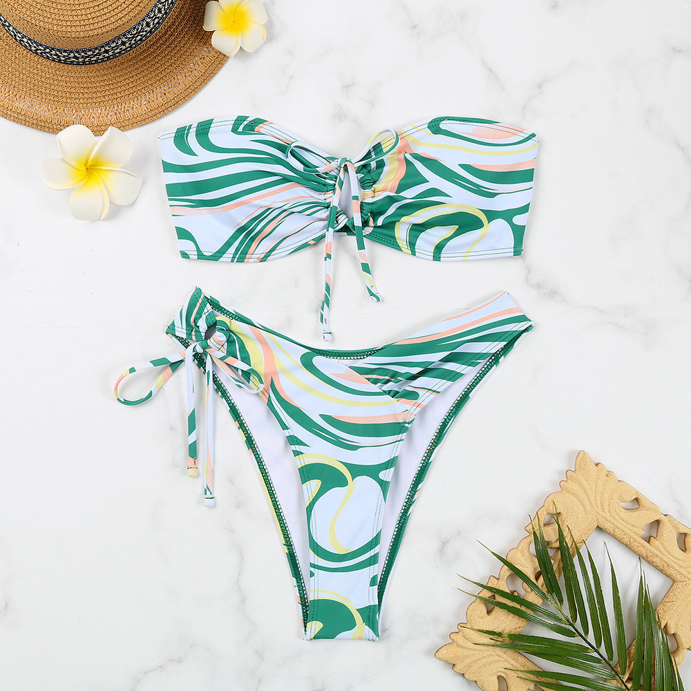 Berg-feldt Ensemble de bikini pour femme avec motif floral, bandeau