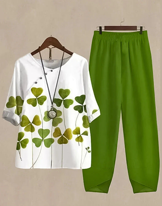 Bequemes Damen Freizeitset mit Blumenmuster und elastischem Bund von berg-feldt