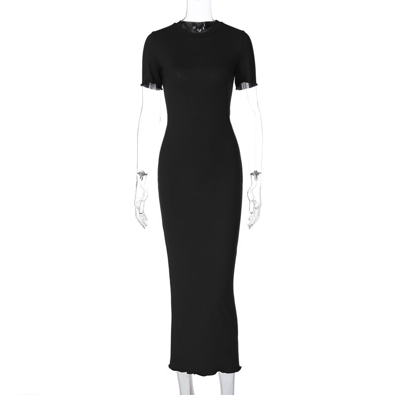 Figurbetontes Damen-Midikleid mit kurzen Ärmeln und Wellen-Saum von berg-feldt