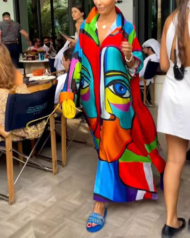 Überlanger Damenkaftan mit künstlerischem berg-feldt Design