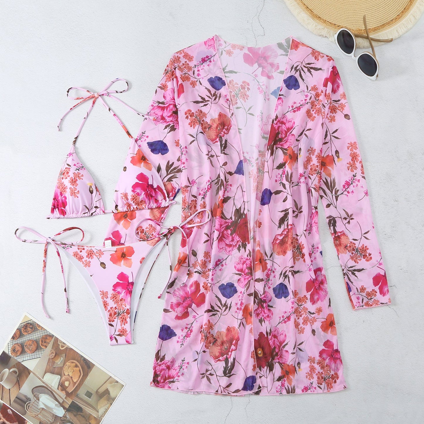 Ensemble de bain et cache-maillot fleuri Berg-Feldt pour femme