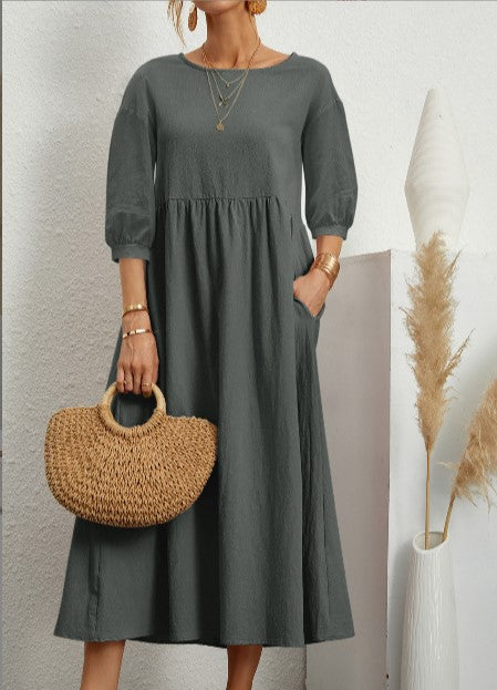 Robe longue décontractée pour femme avec manches vaporeuses et poches latérales Berg-Feldt