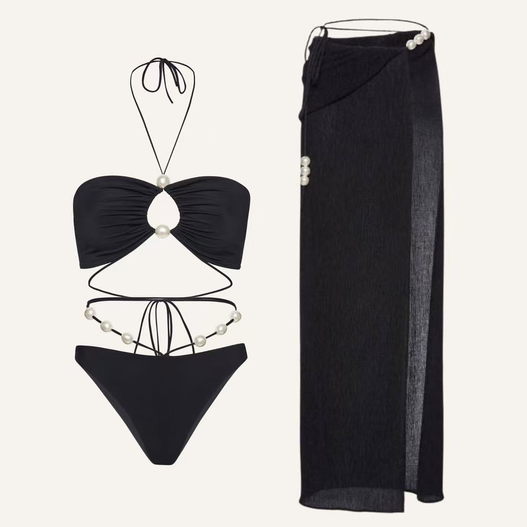 Eleganter Damen Bikini mit Perlendetail und Rock von berg-feldt