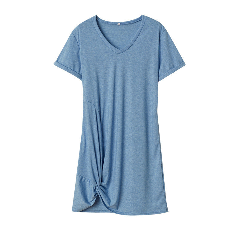 Berg-Feldt Robe Femme, décontractée, col en V, nouée devant