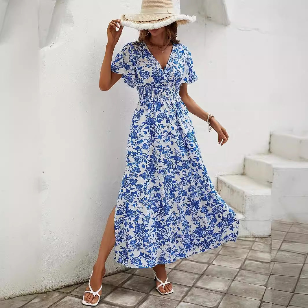 Robe longue à imprimé floral et ceinture berg-feldt pour femme