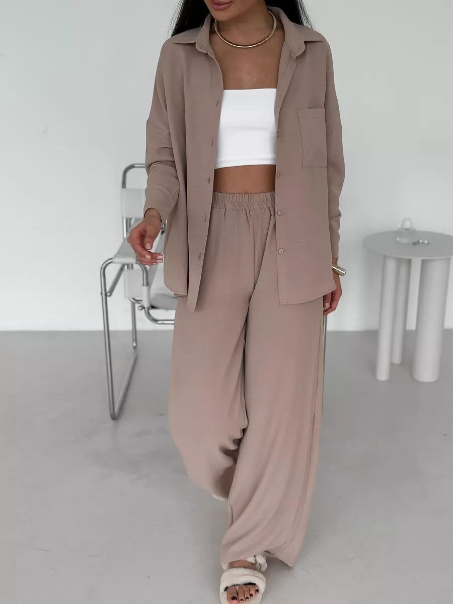 Elegantes Damen Leinen Hosenset mit bequemer Bluse und elastischem Bund von berg-feldt