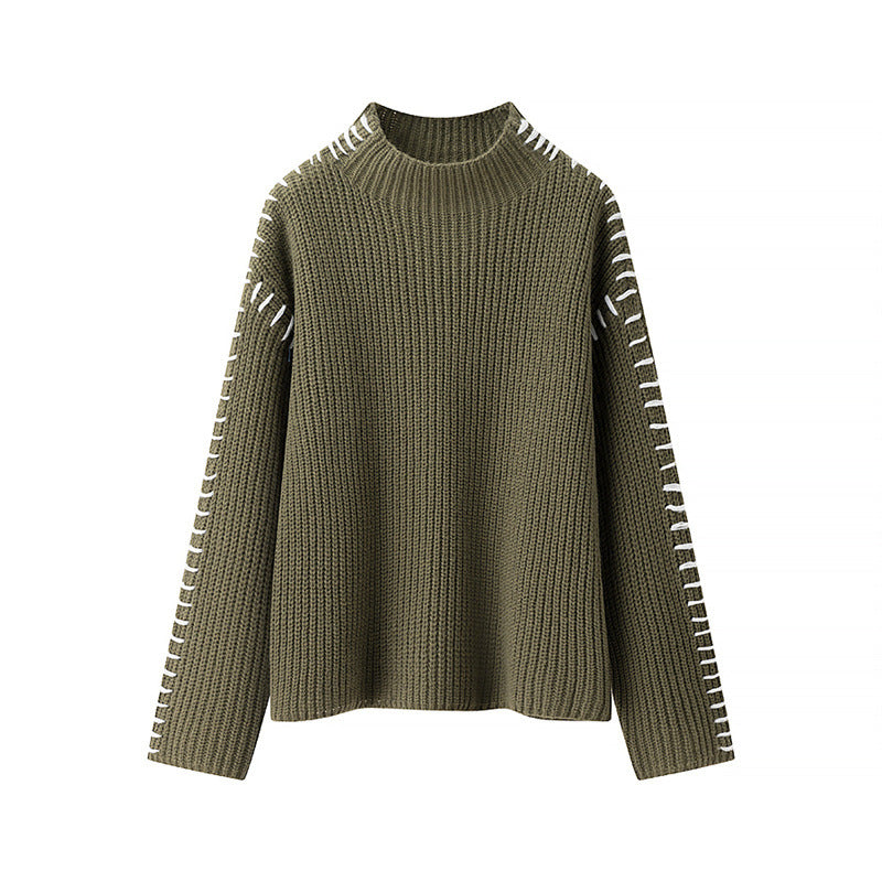 Pull en grosse maille femme avec col montant et détails décoratifs Berg-Feldt