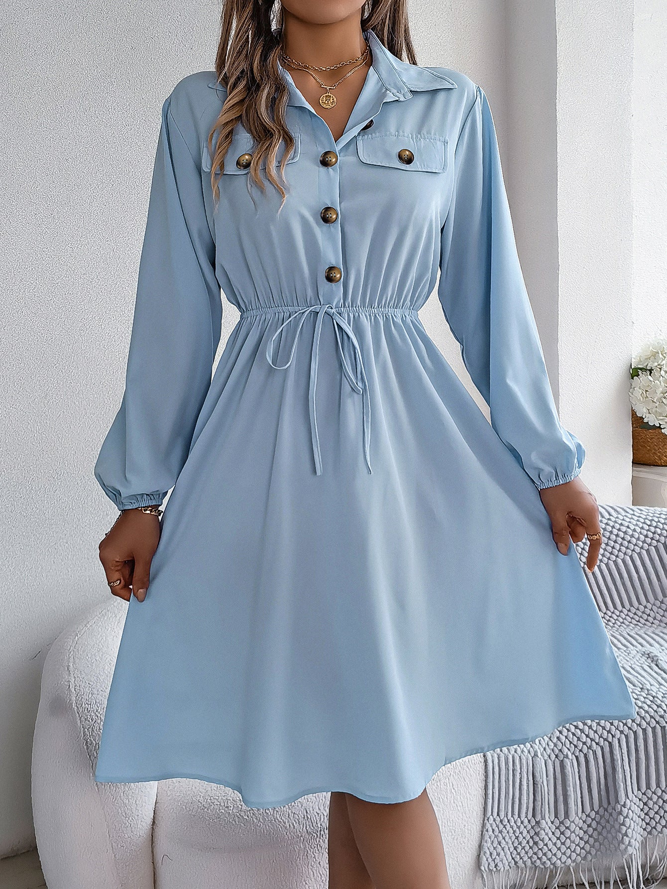 Robe femme Berg-Feldt avec taille élastique et gros boutons