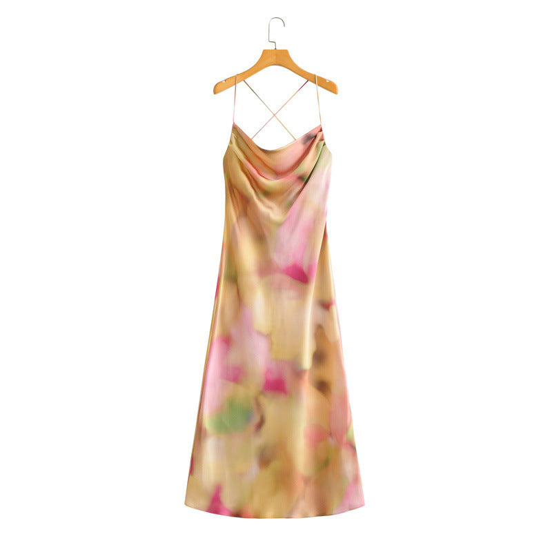Robe longue femme Berg-Feldt à col bénitier, coupe évasée et dos croisé