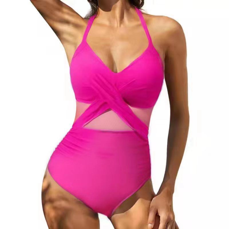 Maillot de bain femme à rayures et empiècements transparents taille haute berg-feldt