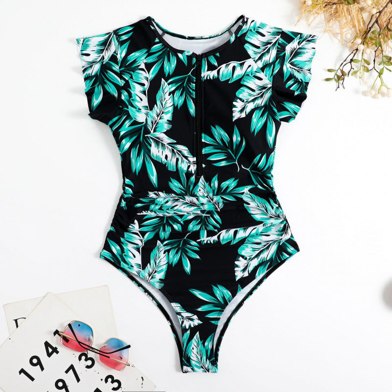 Maillot de bain une pièce Berg-Feldt pour femme, motif floral et fermeture éclair