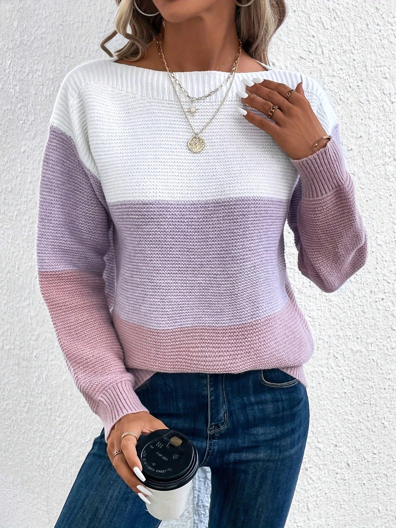 Chandail tricoté color block Berg-feldt pour femme