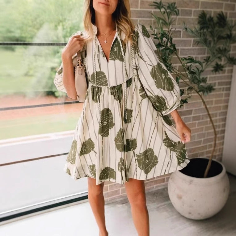 Robe chemise pour femme, décontractée, à motif floral et coupe évasée de berg-feldt