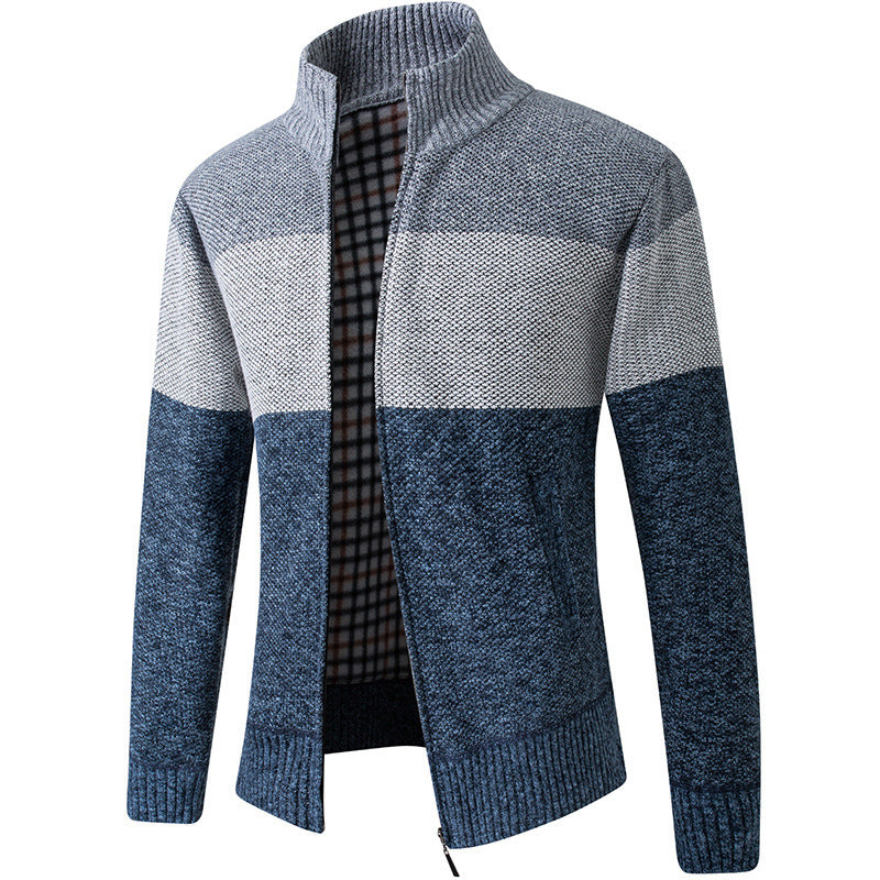 Herren Modische Strickjacke mit hohem Kragen und gestreiftem Design Berg-Feldt