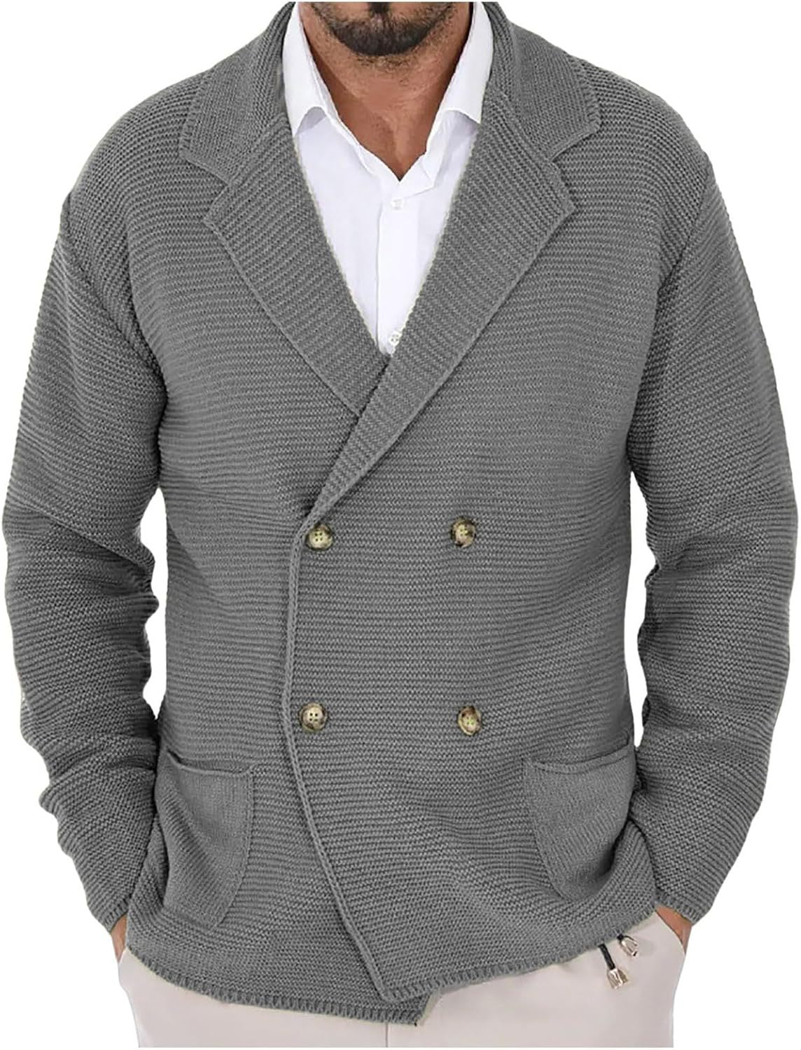 Herren Strickjacke mit modischem Schalkragen und dekorativen Knöpfen Berg-Feldt