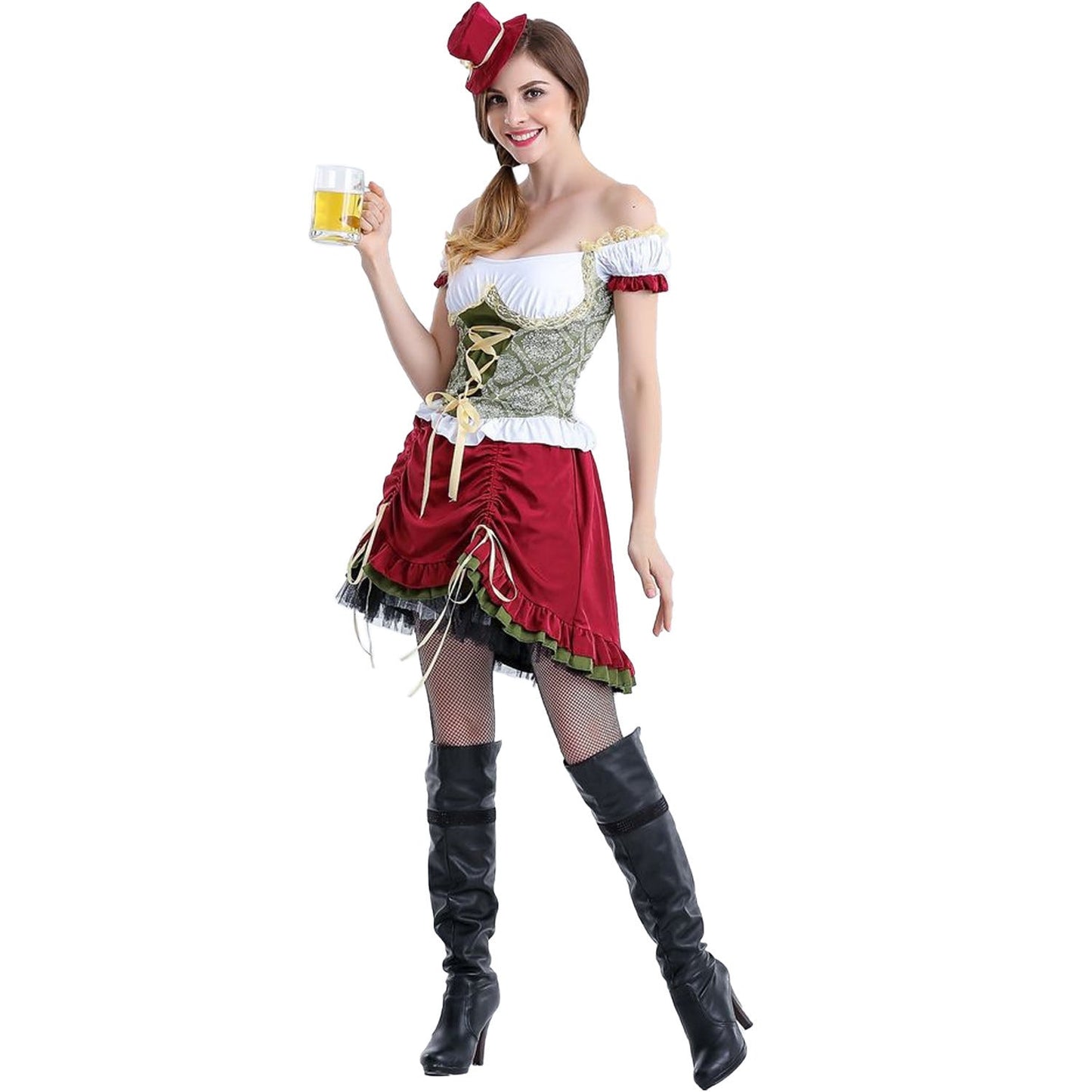 Costume traditionnel féminin avec des volants élégants et un corset romantique Heidi