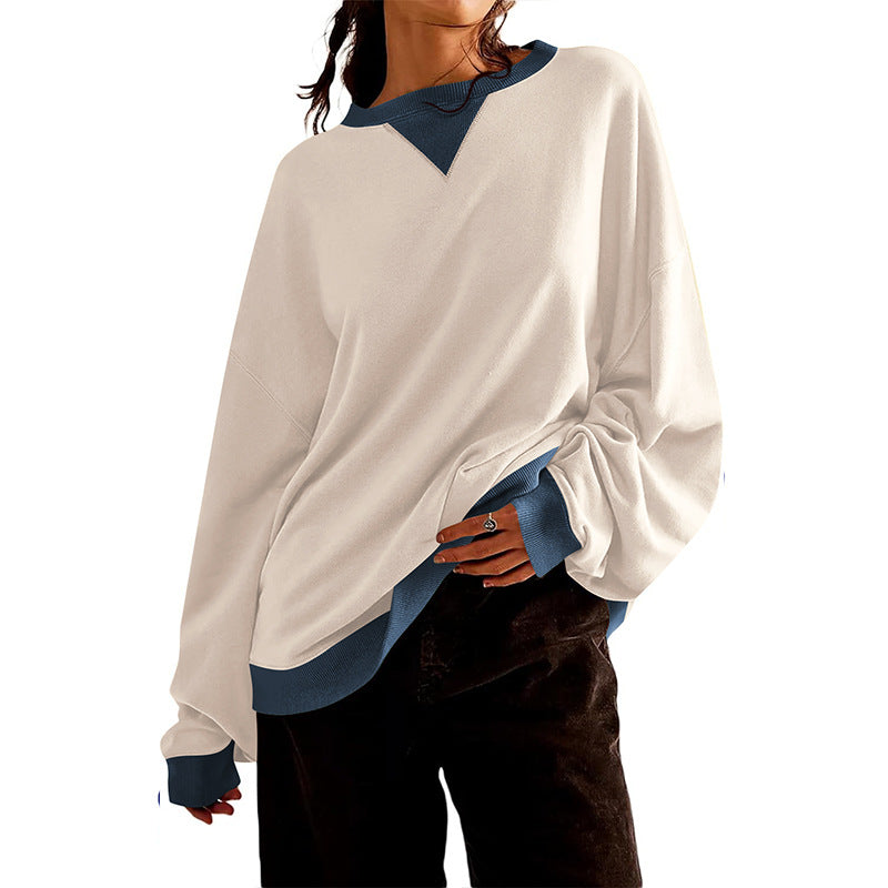 Sweat-shirt décontracté pour femme avec col en V et poignets contrastés Berg-Feldt