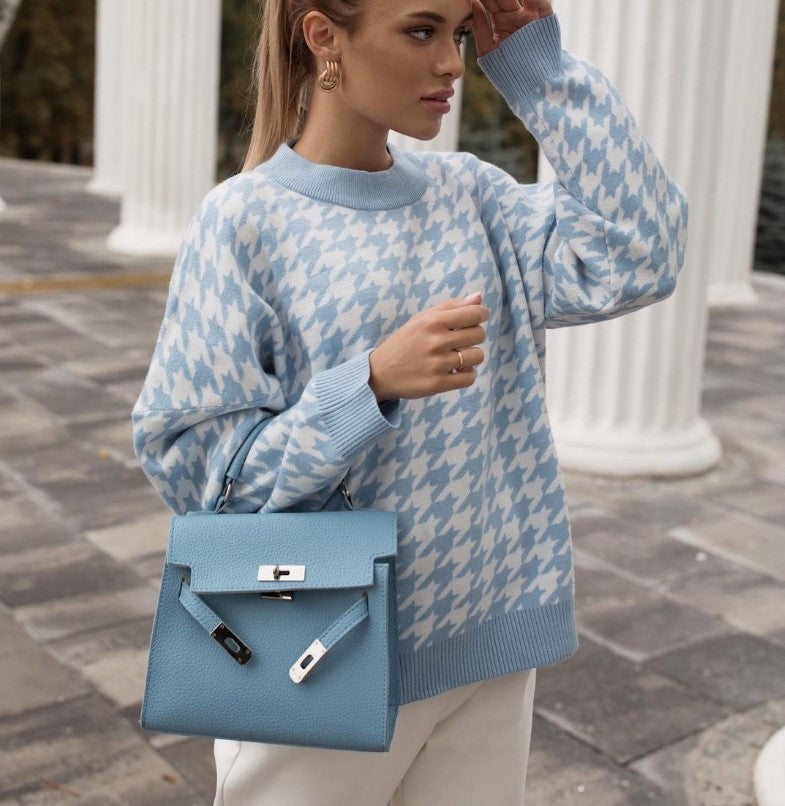 Pull-over en grosse maille pour femme avec motif pied-de-poule moderne et coupe décontractée Berg-Feldt