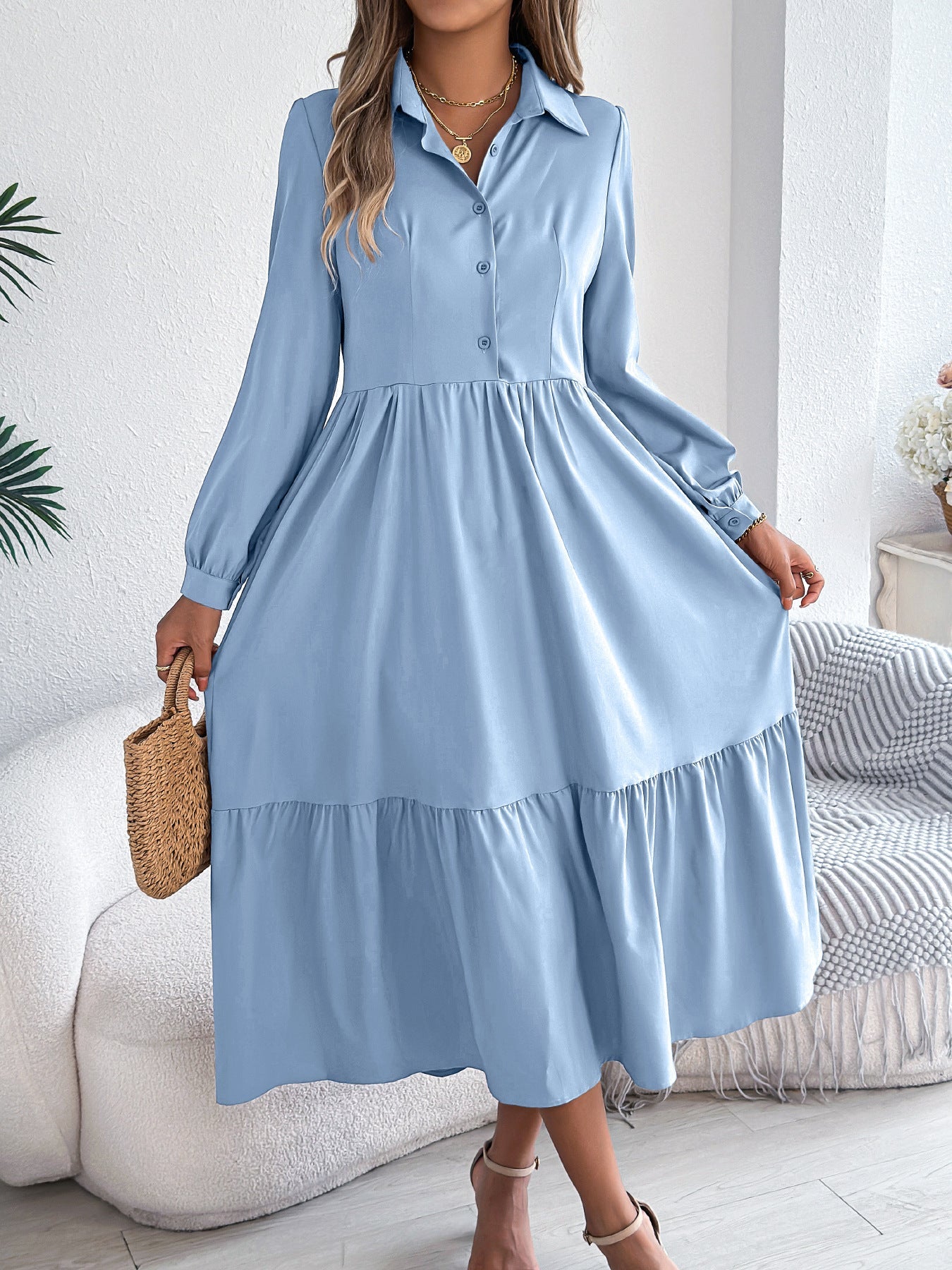 Robe chemisier ajustée à jupe à volants de berg-feldt