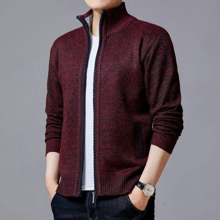 Herren Strickjacke mit modernem Zipper und hohen Kragen Berg-Feldt