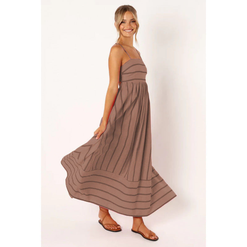 Robe longue femme à fines rayures et taille élastique Berg-Feldt