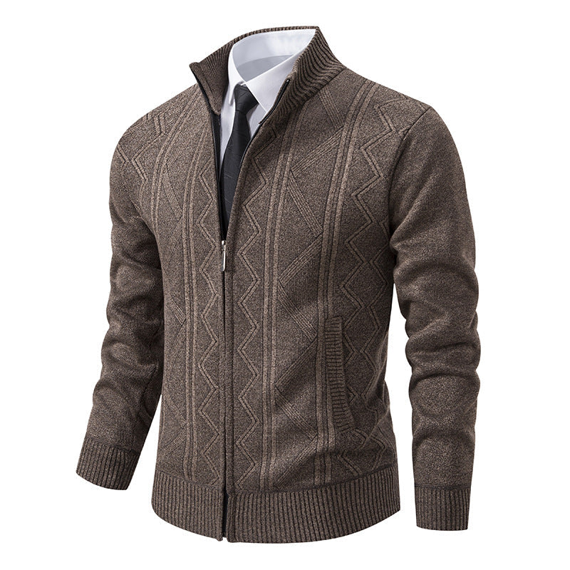 Cardigan pour homme en tricot torsadé moderne avec col montant Berg-Feldt